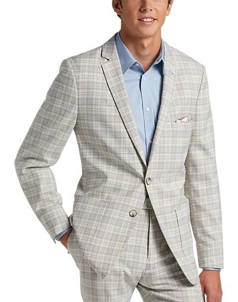 Paisley & Gray Slim Fit Suit Separates Coat, Baby Blue & Tan Plaid 1 Paisley & Gray Slim Fit Suit Separates Coat, Baby Blue & Tan Plaid