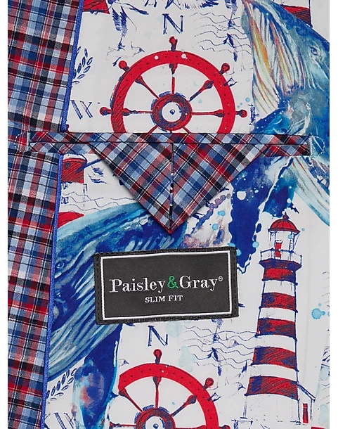 Paisley & Gray Slim Fit Suit Separates Coat, Red & Blue Seersucker Plaid 3 Paisley & Gray Slim Fit Suit Separates Coat, Red & Blue Seersucker Plaid - Image 3