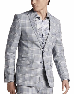 Paisley & Gray Slim Fit Suit Separates Coat, Blue & Beige Check