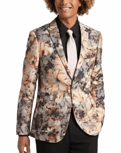 Paisley & Gray Slim Fit Suit Separates Coat, Brown And Cream Floral