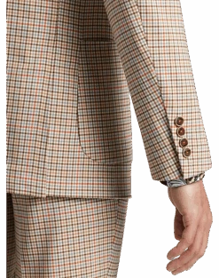 Paisley & Gray Slim Fit Double Breasted Suit Separates Coat, Tan Check -Mens Dress Shirts Store MW40 3XLN 96 PAISLEY GRAY TAN CHECK ALT2