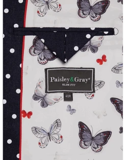 Paisley & Gray Slim Fit Suit Separates Coat, Navy With White Polka Dots -Mens Dress Shirts Store MW40 3XLU 27 PAISLEY GRAY NAVY WHITE POKA DOTS ALT3