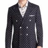 Paisley & Gray Slim Fit Suit Separates Coat, Navy With White Polka Dots