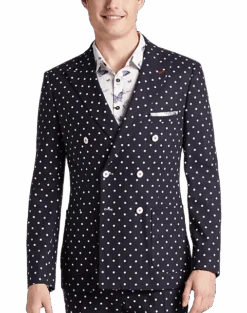 Paisley & Gray Slim Fit Suit Separates Coat, Navy With White Polka Dots
