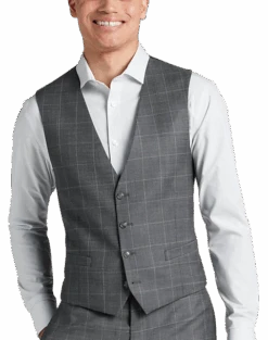 Calvin Klein X-Fit Slim Fit Suit Separates Vest, Gray Windowpane