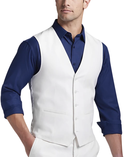 JOE Joseph Abboud Slim Fit Linen Blend Suit Separates Vest, White 1 JOE Joseph Abboud Slim Fit Linen Blend Suit Separates Vest, White