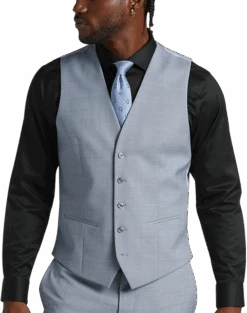 JOE Joseph Abboud Slim Fit Suit Separates Vest Light Blue Sharkskin