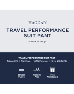 Haggar Travel Performance Classic Fit Suit Separates Pants, Blue Tic -Mens Dress Shirts Store MW40 3Y50 02 HAGGAR BLACK SOLID ALT2 1
