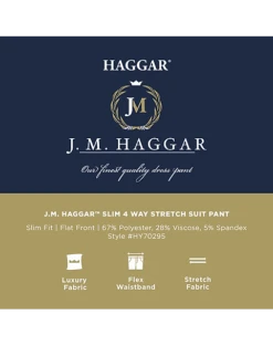 Haggar 4-Way Stretch Slim Fit Suit Separates Pants, Black -Mens Dress Shirts Store MW40 3Y55 01 HAGGAR NAVY SOLID ALT2