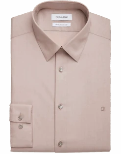 Calvin Klein Slim Fit Embroidered Logo Dress Shirt, Taupe