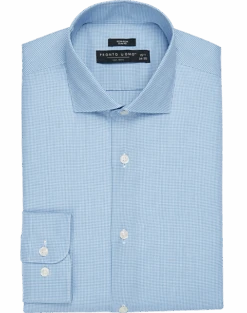 Pronto Uomo Non-Iron Slim Fit Spread Collar Dress Shirt, French Blue Gingham