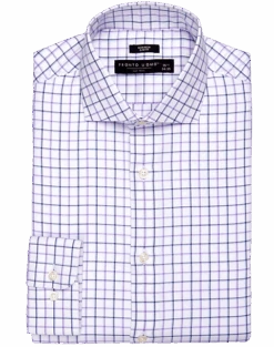 Pronto Uomo Slim Fit Spread Collar Shirt, Purple Windowpane Plaid