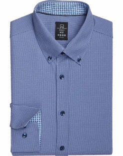 Michael Strahan Four-Way Stretch Modern Fit Dress Shirt, Blue Gingham