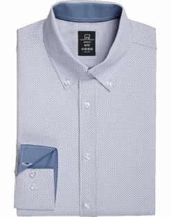 Michael Strahan Four-Way Stretch Modern Fit Dress Shirt, White Dot