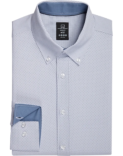 Michael Strahan Four-Way Stretch Modern Fit Dress Shirt, White Dot 1 Michael Strahan Four-Way Stretch Modern Fit Dress Shirt, White Dot