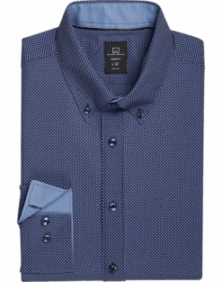 Michael Strahan Modern Fit 4-Way Stretch Dress Shirt, Blue Dot