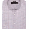 Pronto Uomo Classic Fit Spread Collar Dress Shirt, Rust And Blue Double Plaid