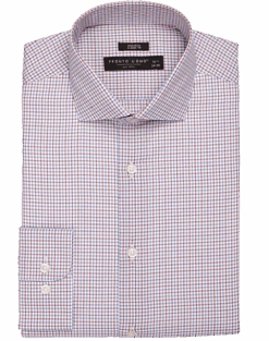Pronto Uomo Classic Fit Spread Collar Dress Shirt, Rust And Blue Double Plaid