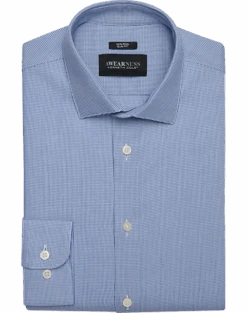 Awearness Kenneth Cole Slim Fit Spread Collar Dress Shirt, Blue Check