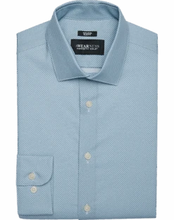 Awearness Kenneth Cole Slim Fit Spread Collar Dress Shirt, Teal Check