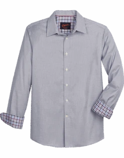 Egara Slim Fit Spread Collar Sport Shirt, Navy Houndstooth