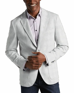 Mens Dress Shirts Store 27 Michael Strahan Modern Fit Knit Soft Jacket, Silver Glen Plaid