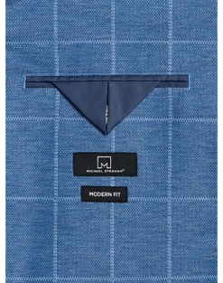 Michael Strahan Modern Fit Knit Sport Coat, Medium Blue Windowpane -Mens Dress Shirts Store MW40 6MLA 14 MICHAEL STRAHAN MED BLUE ALT2