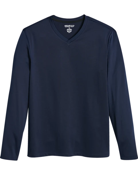 Awearness Kenneth Cole Slim Fit V-Neck Long Sleeve T-Shirt, Navy 1 Awearness Kenneth Cole Slim Fit V-Neck Long Sleeve T-Shirt, Navy