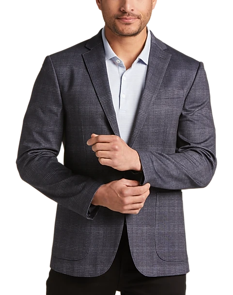 Awearness Kenneth Cole Slim Fit Knit Sport Coat, Navy Plaid 1 Awearness Kenneth Cole Slim Fit Knit Sport Coat, Navy Plaid