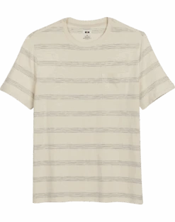 Joseph Abboud Modern Fit Short Sleeve Crew Neck T-Shirt, Cream Stripe