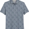 Joseph Abboud Modern Fit Short Sleeve Polo Shirt, Gray & Blue Floral