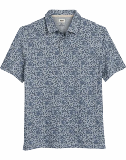 Joseph Abboud Modern Fit Short Sleeve Polo Shirt, Gray & Blue Floral