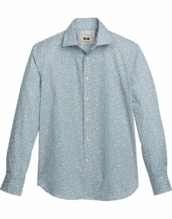 Joseph Abboud Modern Fit Sport Shirt, Teal Fossil Leaf