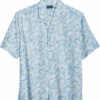 Haggar Modern Fit Short Sleeve Camp Shirt, Light Blue Botanical