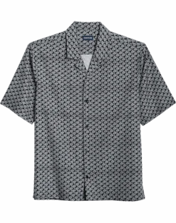 Haggar Modern Fit Short Sleeve Camp Shirt, Black Turtles
