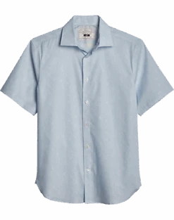 Joseph Abboud Modern Fit Short Sleeve Sport Shirt, Light Blue Leaf