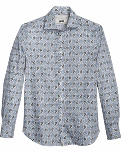 Joseph Abboud Modern Fit Sport Shirt, Blue Paisley Mosaic