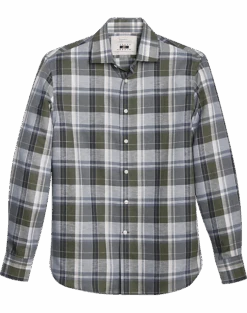 Joseph Abboud Modern Fit Sport Shirt Olive Madras Plaid