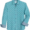 Con.Struct Slim Fit Spread Collar Sport Shirt Green And Blue