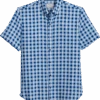 Con.Struct Slim Fit Short Sleeve Sport Shirt, White & Blue Gingham