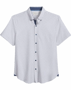 Con.Struct Slim Fit Short Sleeve Sport Shirt White & Black Paw Prints