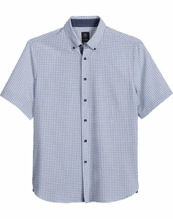 Michael Strahan Modern Fit Short Sleeve Sport Shirt, Square Dot White