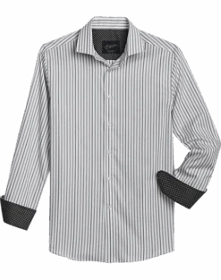 Egara Slim Fit Sport Shirt, Black Tonal Stripe
