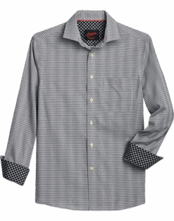 Egara Slim Fit Sport Shirt, Black Woven Check