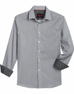 Egara Slim Fit Sport Shirt, Black Mini Geo