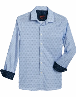 Egara Slim Fit Sport Shirt, Blue Daisy Dot