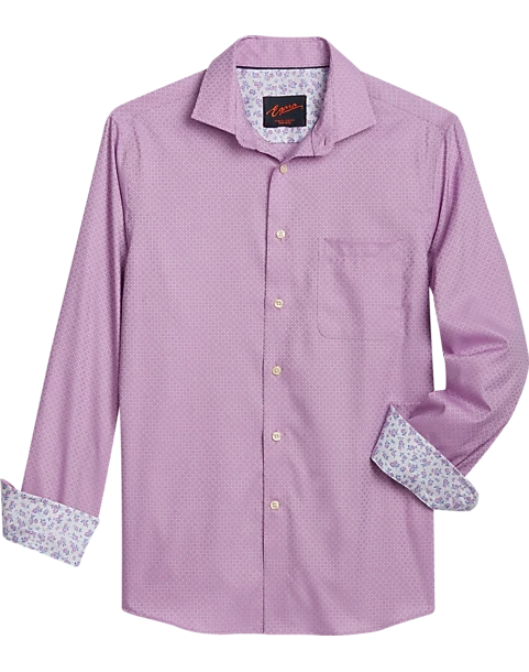 Egara Slim Fit Sport Shirt, Berry Dice Dobby 1 Egara Slim Fit Sport Shirt, Berry Dice Dobby
