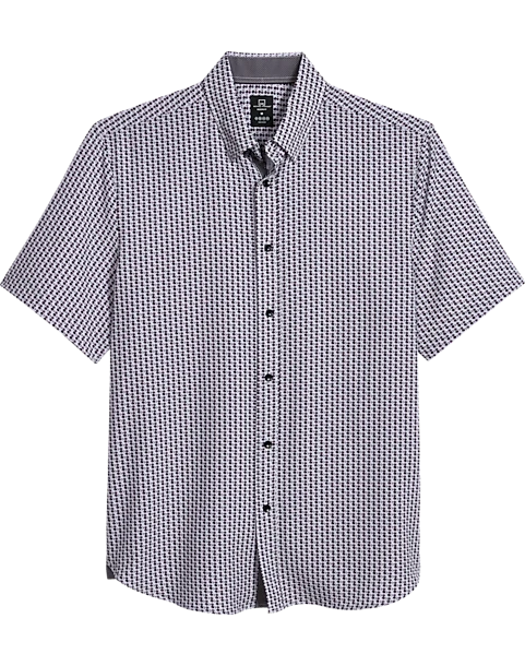 Michael Strahan Modern Fit 4-Way Stretch Short Sleeve Sport Shirt, Gray Oval 1 Michael Strahan Modern Fit 4-Way Stretch Short Sleeve Sport Shirt, Gray Oval