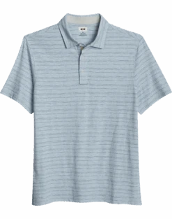 Joseph Abboud Modern Fit Short Sleeve Polo Shirt, Light Blue Stripe