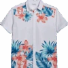 Cubavera Modern Fit 4-Way Stretch Sport Shirt, White Tropical Print